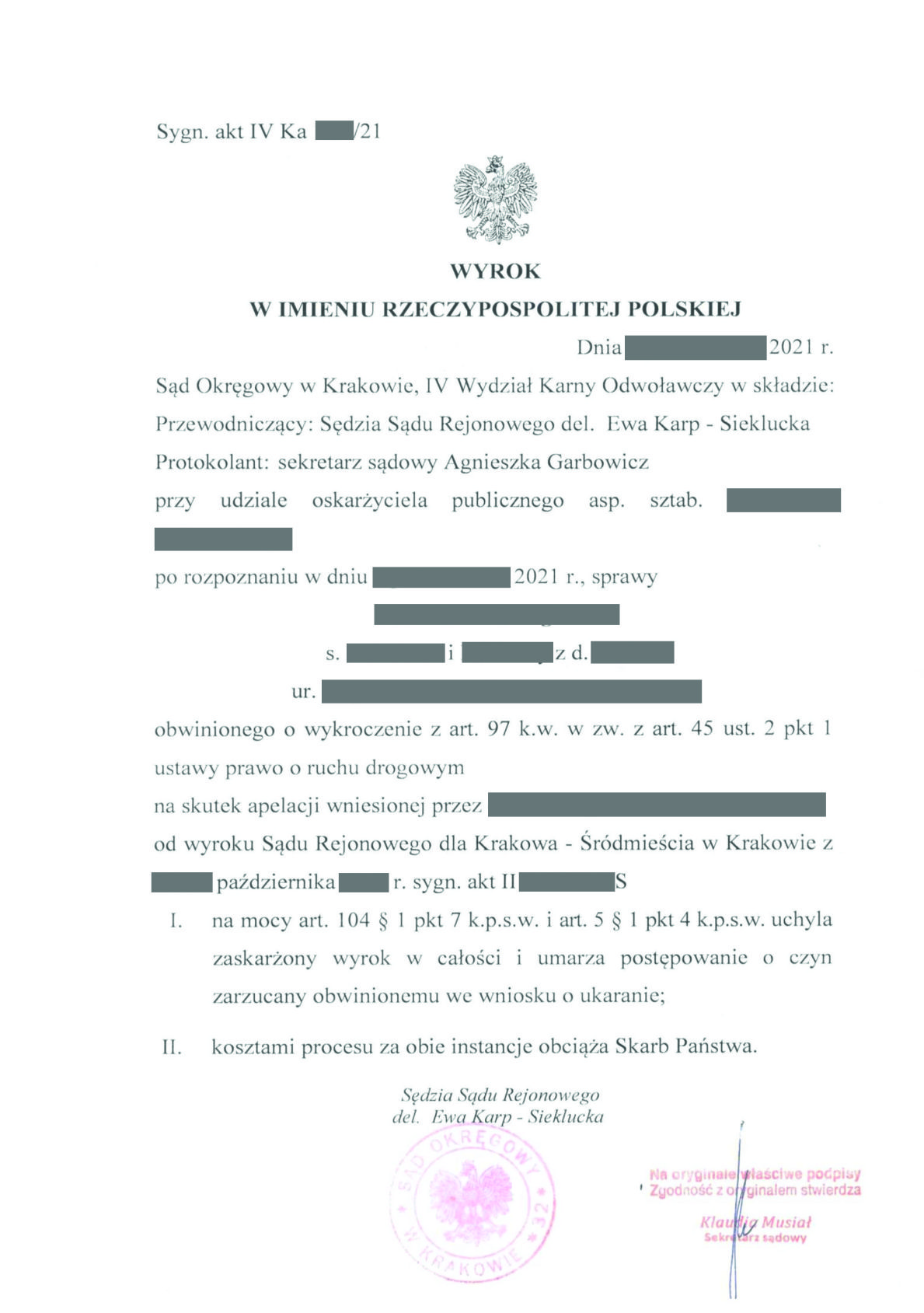 Wyrok SO Kraków uchyłka